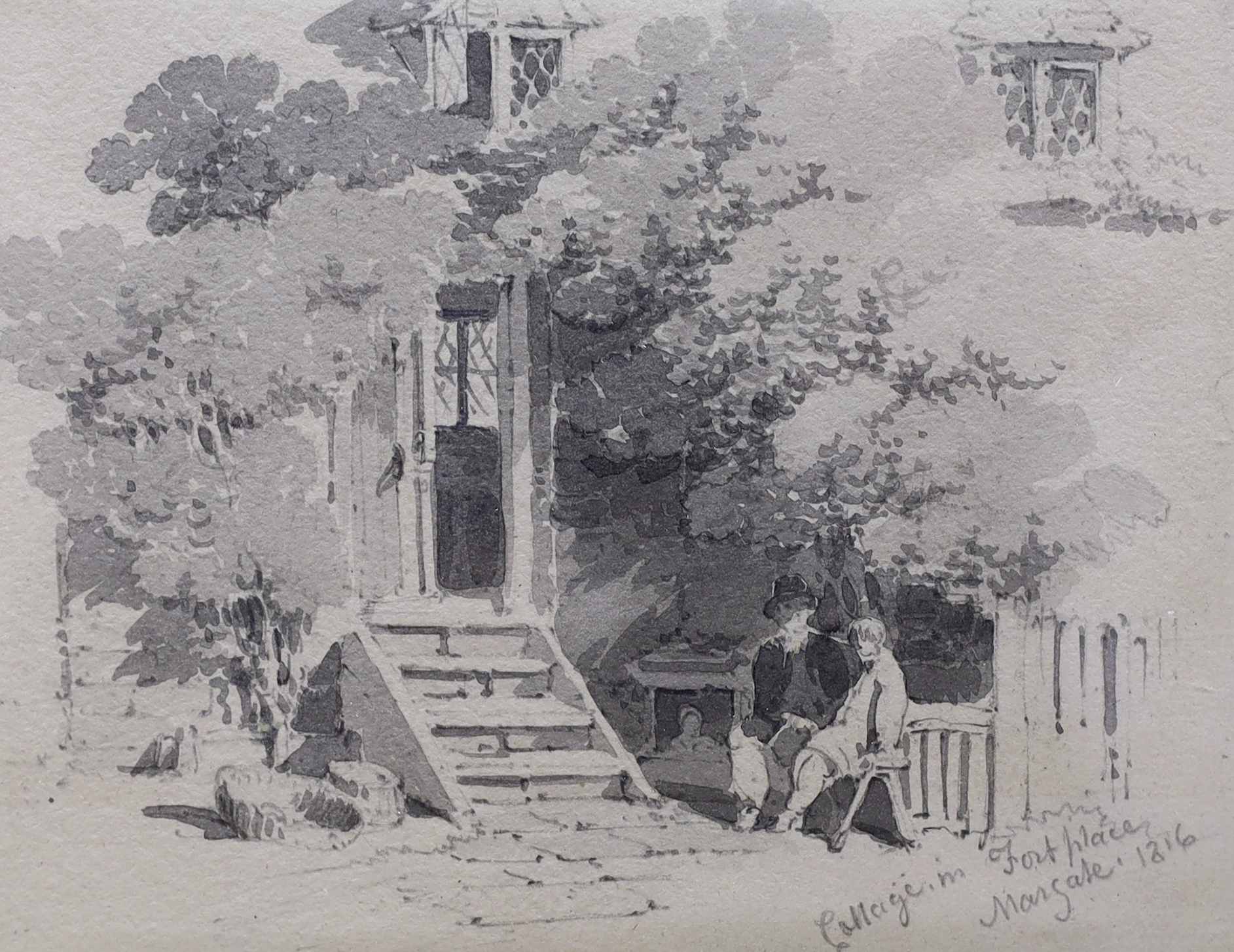 Paul Sandby Munn (1773-1845), Cottage in Fort Place, Margate, dated 1816, inscribed verso, 14.5cm x 11cm